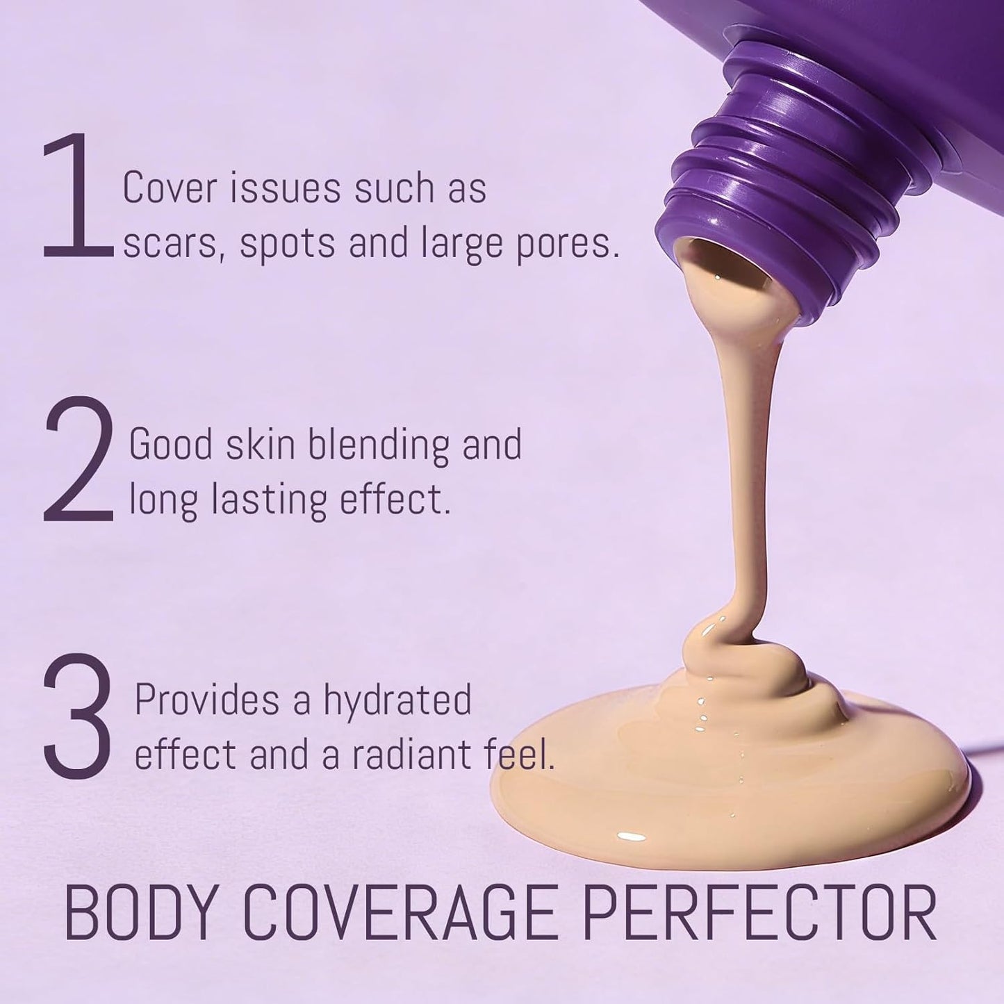 Body Coverage Perfector - Waterproof Body Makeup with Brush & Marshmallow Puff - No Transfer, Full Coverage for Tattoos, Scars, Veins (2.0oz Natural Beige)