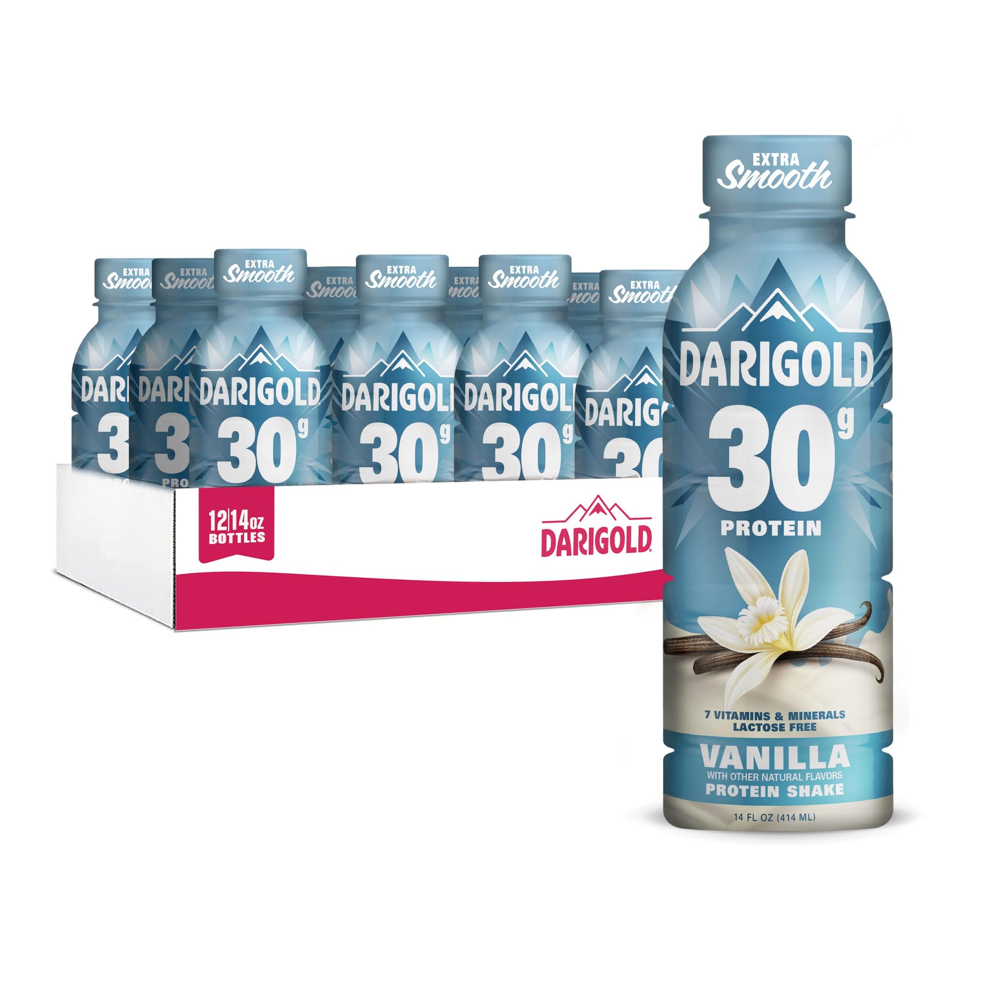 Darigold Ready to Drink Chocolate Protein Shake, 30g Protein, No Added Sugar, Lactose Free, Only 170 Calories, Electrolytes, Gluten Free - 14oz bottles 12 pack