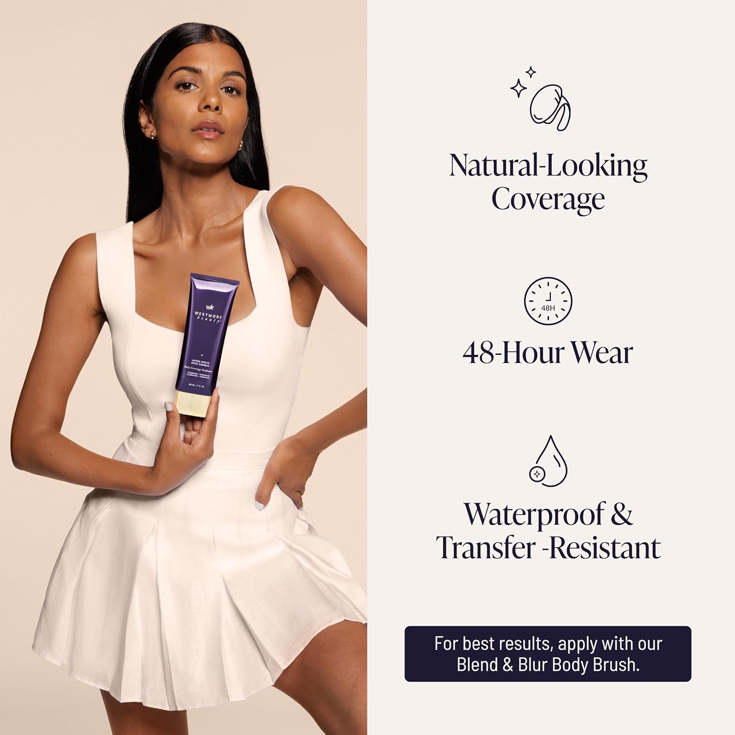 Westmore Beauty Body Coverage Perfector – Waterproof Leg & Body Makeup/Bronzer For Women - Best Tattoo Cover Up Makeup & Tattoo Concealer - 3.5 Oz Natural Radiance
