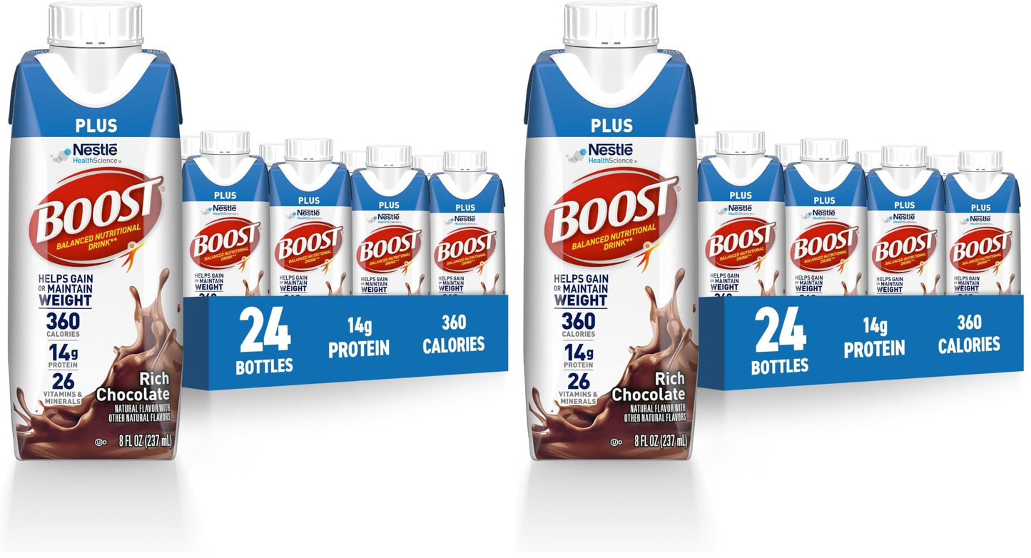 BOOST Plus Nutritional Drink, Very Vanilla, 8 fl oz (Pack of 24) | Balanced, 8 FL OZ