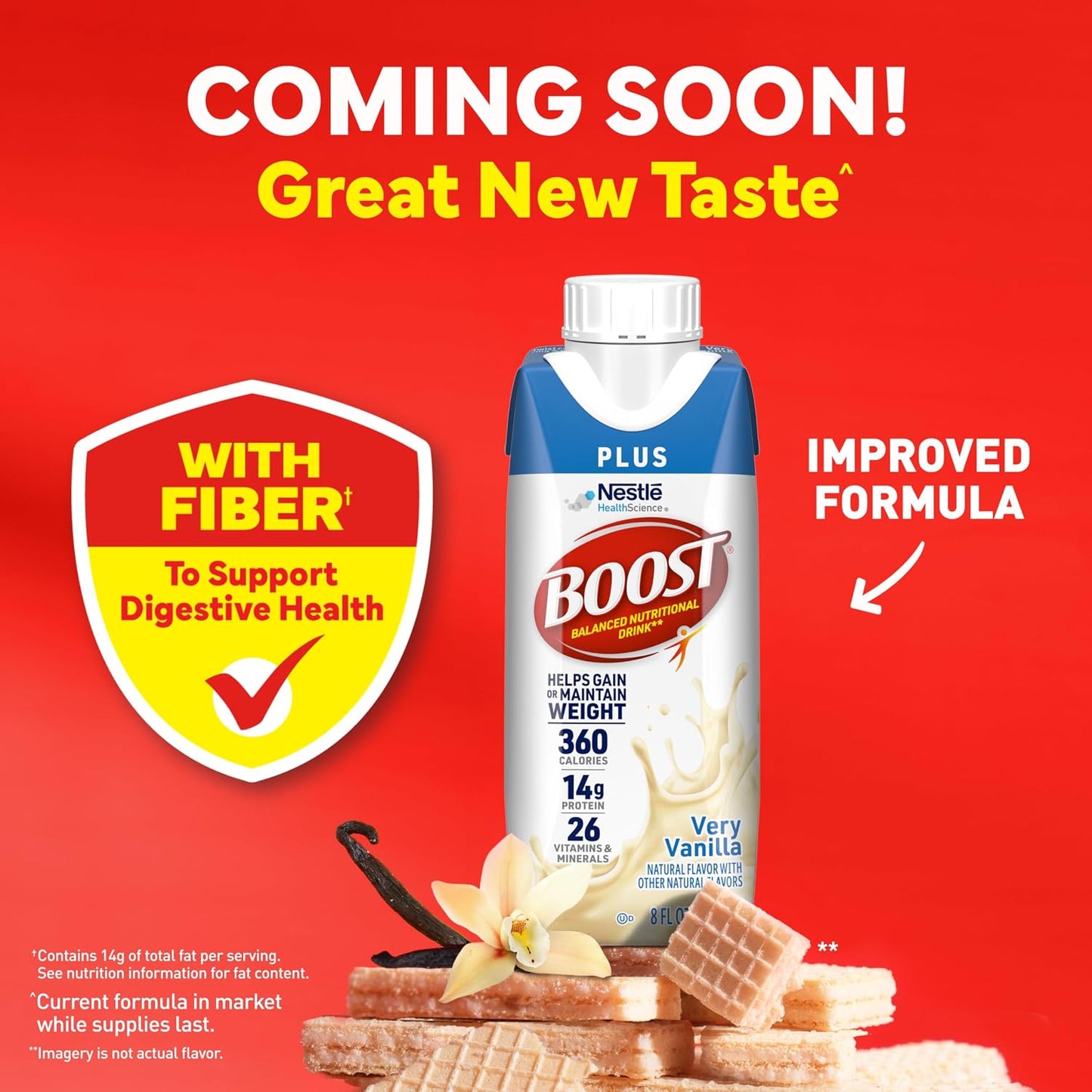 BOOST Plus Nutritional Drink, Very Vanilla, 8 fl oz (Pack of 24) | Balanced, 8 FL OZ