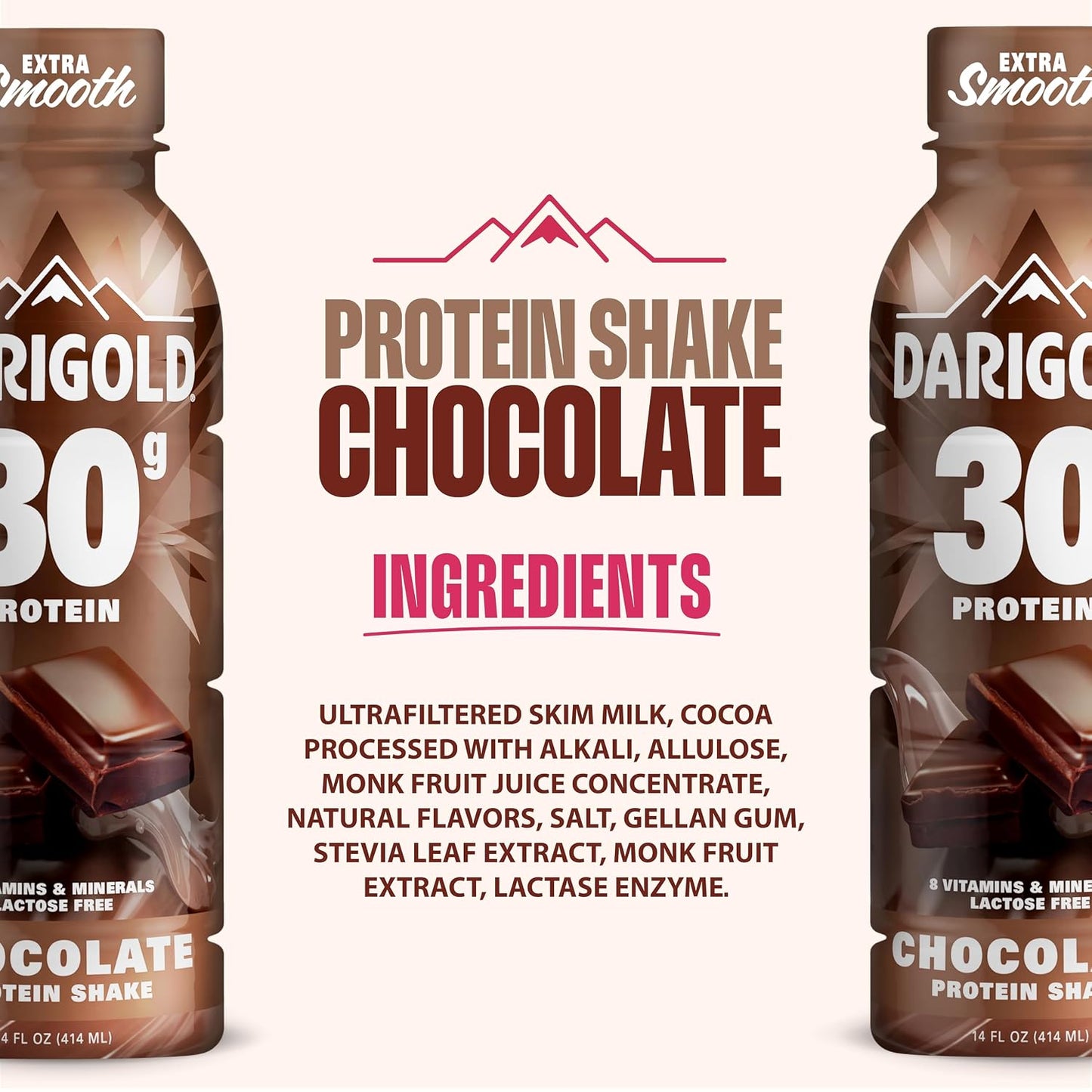 Darigold Ready to Drink Chocolate Protein Shake, 30g Protein, No Added Sugar, Lactose Free, Only 170 Calories, Electrolytes, Gluten Free - 14oz bottles 12 pack