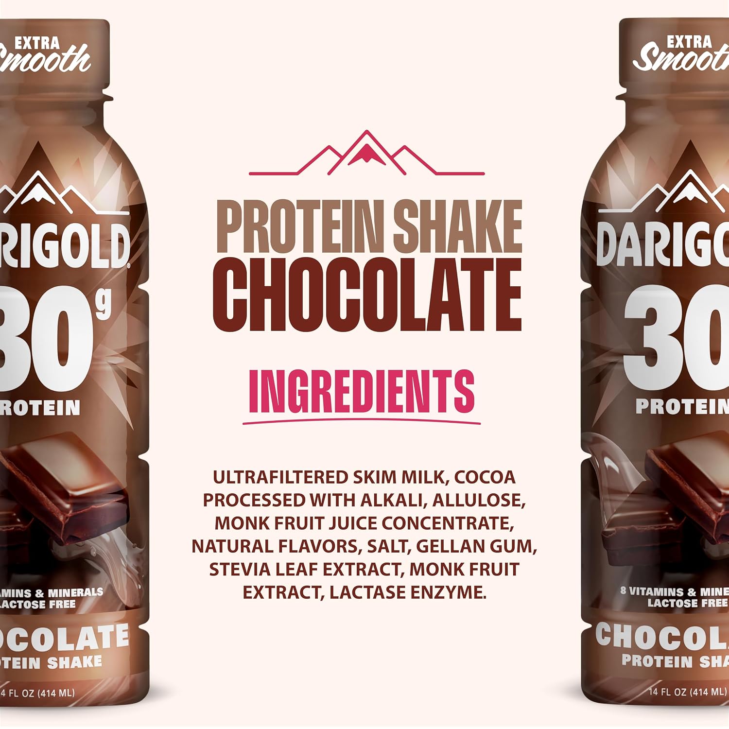 Darigold Ready to Drink Chocolate Protein Shake, 30g Protein, No Added Sugar, Lactose Free, Only 170 Calories, Electrolytes, Gluten Free - 14oz bottles 12 pack